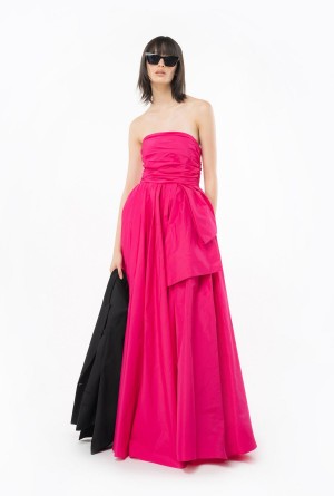 BEETROOT Pinko Long taffeta dress with removable sleeves | SMYNY73057