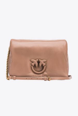 BEIGE-GINGERBREAD-BLOCK COLOUR Pinko Classic Love Bag Click Puff | EMYVG72112