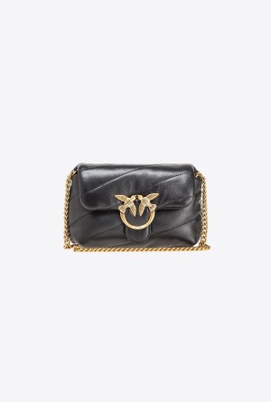 BLACK-ANTIQUE GOLD Pinko Baby Love Bag Puff Maxi Quilt | FMYUI44370