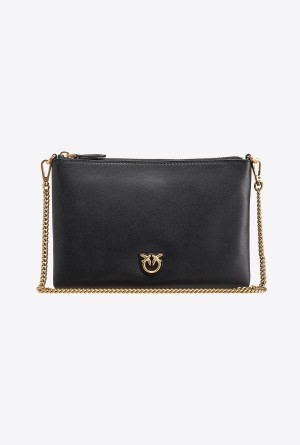 BLACK-ANTIQUE GOLD Pinko Classic Flat Love Bag Simply | MYQCS62776
