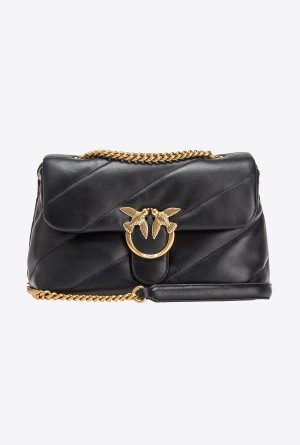 BLACK-ANTIQUE GOLD Pinko Classic Love Bag Puff Maxi Quilt | MYDFL97406