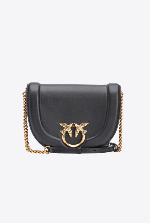 BLACK-ANTIQUE GOLD Pinko Classic Love Bag Click Round in leather | MYEAH87712