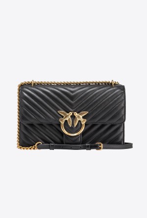 BLACK-ANTIQUE GOLD Pinko Classic Love Bag One Chevron | TMYPQ98420