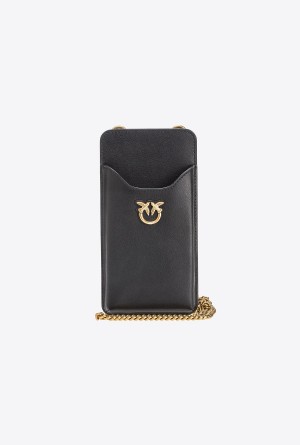 BLACK-ANTIQUE GOLD Pinko Leather smartphone holder | ZMYMJ53254