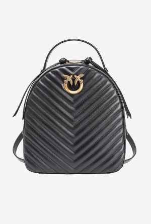 BLACK-ANTIQUE GOLD Pinko Love Backpack | XMYBH71441