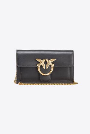 BLACK-ANTIQUE GOLD Pinko Love Bag One Wallet Simply | GMYUC72019