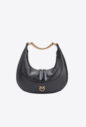 BLACK-ANTIQUE GOLD Pinko Mini Brioche Bag Hobo | MMYHR98106