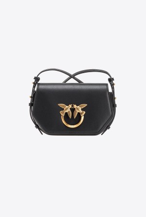 BLACK-ANTIQUE GOLD Pinko Mini Love Bag Click Exagon Simply | TMYWZ23078
