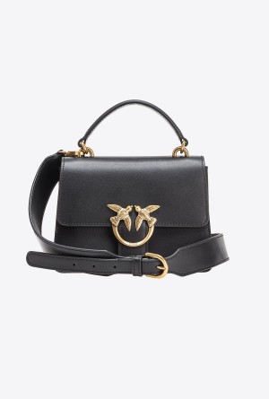 BLACK-ANTIQUE GOLD Pinko Mini Love Bag One Top Handle Light Simply | MYICD29143