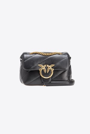 BLACK-ANTIQUE GOLD Pinko Mini Love Bag Puff Maxi Quilt | MYDYB21830