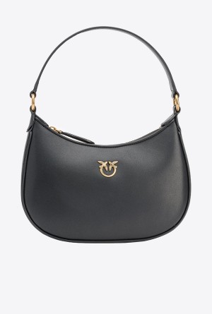 BLACK-ANTIQUE GOLD Pinko Mini Love Bag Half Moon Simply | XMYBH35180