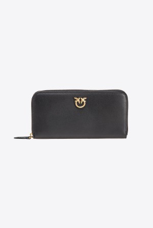 BLACK-ANTIQUE GOLD Pinko Zip-around leather purse | MYXMI86461