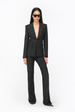 BLACK/BEIGE Pinko Flared pinstriped trousers | XMYGW60691