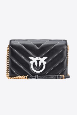 BLACK+COLOUR CONTRASTING COLOUR Pinko Galleria Classic Love Bag Click Big Chevron Opposite | AMYWC90913