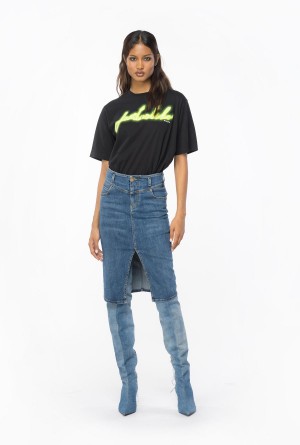 BLACK/GREEN Pinko Oversized T-shirt with Fantastiko print | GMYUC21837