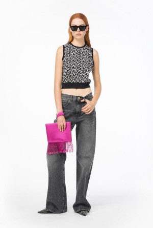 BLACK/IVORY Pinko Logo jacquard vest | MYXBR12599