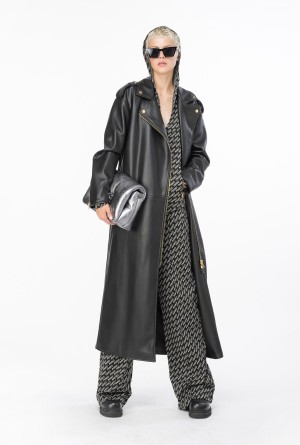 BLACK/IVORY Pinko Wide-leg logo jacquard trousers | MMYHR74254