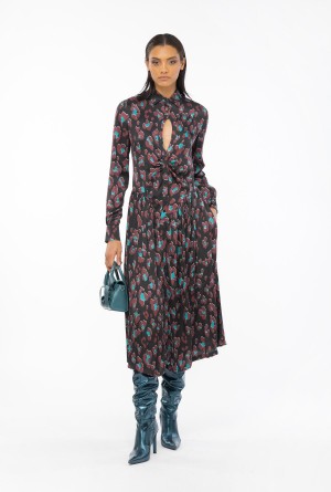 BLACK/LIGHT GREEN/BURGUNDY Pinko Psychedelic dotted shirt dress | MYIIZ44817