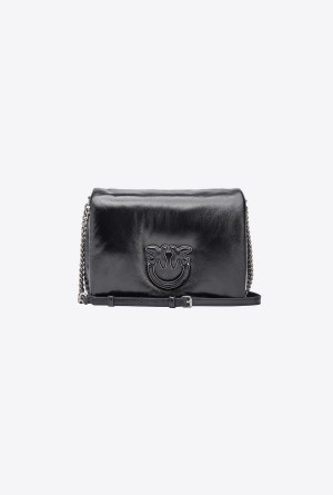 BLACK-OLD SILVER Pinko Baby Love Bag Click Puff laminated | MYICD79947