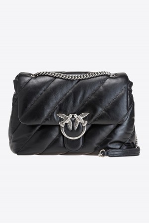 BLACK-OLD SILVER Pinko Big Love Bag Puff Maxi Quilt | LMYSX20122