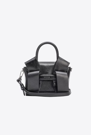 BLACK-OLD SILVER Pinko Laminated Aika Baby Purse | MYNEJ30098