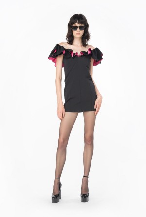 BLACK/PINK Pinko Mini dress with two-tone ruching | PMYQX91110