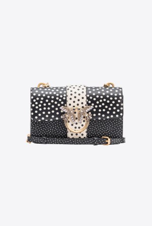 BLACK/WHITE-OLD SILVER Pinko Galleria Mini Love Bag One in polka dot print | SMYVO41613