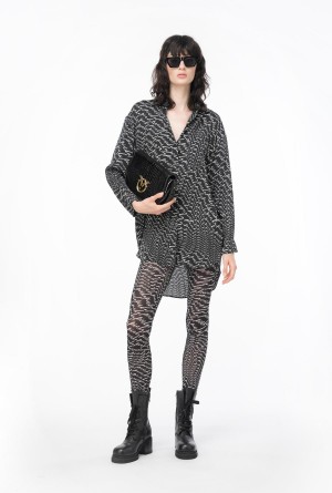 BLACK/WHITE Pinko Leggings with fluid logo | MYQCS30220