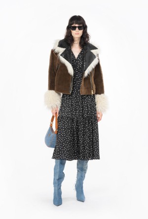 BLACK/WHITE Pinko Long polka-dot shirt dress | MYJKU72316