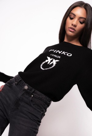 BLACK/WHITE Pinko Love Birds pullover | SMYVO23190