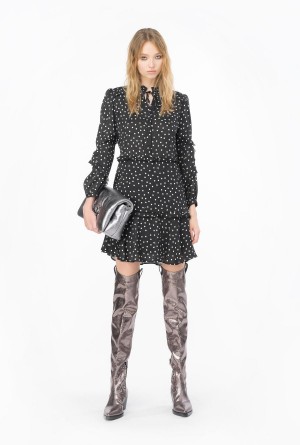 BLACK/WHITE Pinko Polka dot-print mini dress | MYXBR19682