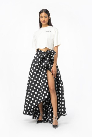 BLACK/WHITE Pinko Polka-dot maxi skirt | MYDFL56587