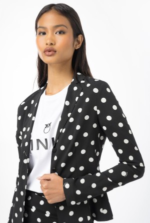 BLACK/WHITE Pinko Slim-fit polka-dot blazer | SMYNY31641