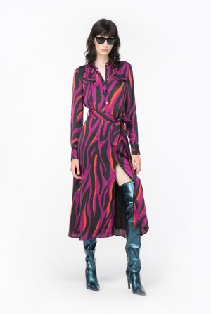 BOUGAINVILLEA/BLACK/ORANGE Pinko Shirt dress with psychedelic zebra print | FMYUI73329