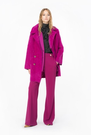 BOUGAINVILLEA PURPLE Pinko Faux fur cocoon coat | MYDFL23009