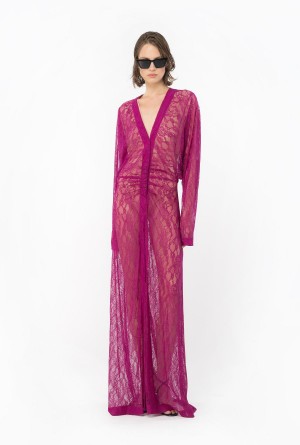 BOUGAINVILLEA PURPLE Pinko Long lace dress | FMYHY38666