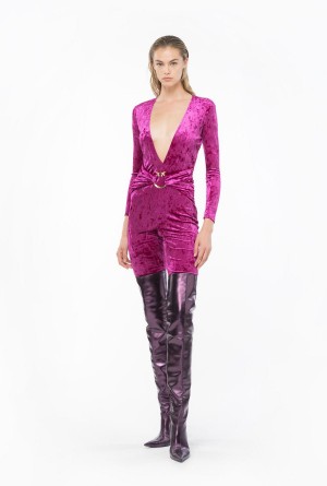 BOUGAINVILLEA PURPLE Pinko Long velvet jumpsuit | MYJBT32297