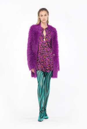 BOUGAINVILLEA PURPLE Pinko Short faux fur coat | MYJVR94111