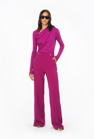BOUGAINVILLEA PURPLE Pinko Trousers with golden buttons | LMYSX55798