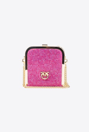 BOURGAINVILLIA PURPLE-SHINY GOLD Pinko Fully rhinestoned Box Clutch | LMYSX92451