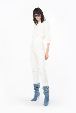 BRIGHT WHITE Pinko Cropped Love Birds sweatshirt | MYDYB38395