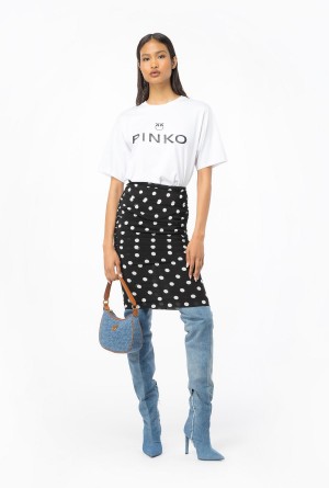 BRIGHT WHITE Pinko Maxi-logo T-shirt | YMYVQ87423