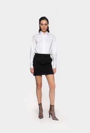 BRIGHT WHITE Pinko Oversized embroidered shirt | ZMYMJ52447