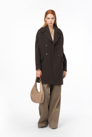 BROWN Pinko Double-breasted cloth coat | UMYTG68408