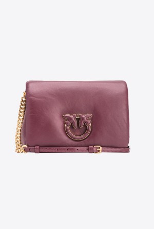 BURGUNDY - WINDSOR WINE-BRUSHED GOLD Pinko Galleria Classic Love Bag Click Puff | DMYVO78576