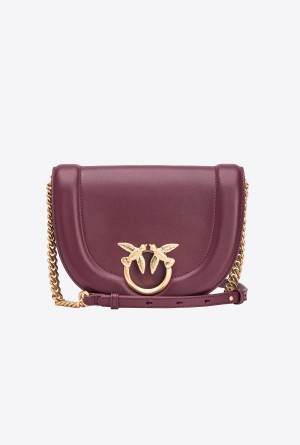 BURGUNDY - WINDSOR WINE-BRUSHED GOLD Pinko Galleria Classic Love Bag Click Round | QMYUV25134