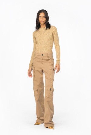 CAMEL/GOLD Pinko Lurex mesh jacquard pullover | MYJKU85501