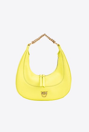CITRON YELLOW-ANTIQUE GOLD Pinko Mini Brioche Bag Hobo | MYEGJ52299