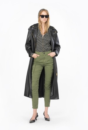 CYPRESS GREEN Pinko Skinny cargo trousers in soft gabardine | MYCIF96917