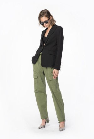 CYPRESS GREEN Pinko Stretch satin cargo trousers | MYNZX48528